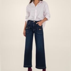 NWT KUT FROM KLOTH Meg High Rise Patch Pocket Wide Leg Jeans Sz 14
